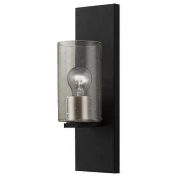 Zurich 1 Light Black With Brushed Nickel Accents Wall Sconce