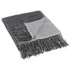 DII 50x60" Modern Acrylic Waffle Knit Throw With Fringe, Black and White