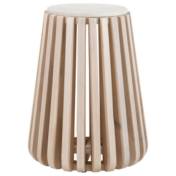 Bronson Side Table White and Natural