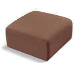 Meridian Furniture - Arc Upholstered Modular Component, Cognac, 1-Piece: Ottoman, Vegan Leather - Unleash modern opulence with the Arc Vegan Leather Ottoman. Crafted for the modern connoisseur, this ottoman injects an air of refined luxury into any space. Its sleek silhouette, upholstered in supple cognac vegan leather, exudes timeless sophistication while the deep channel tufting adds textural intrigue, further elevating the chair's visual appeal. The modular design makes it a versatile chameleon, effortlessly adapting to your evolving needs and preferences. Whether you envision it gracing a chic living room corner, basking in the glow of a bedroom window, or adding a touch of drama to a home office, the Arc seamlessly complements your unique interior aesthetic.