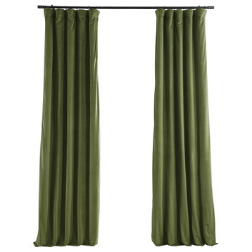 Signature Blackout Velvet Curtain Single Panel, Basque Green, 50"x120"