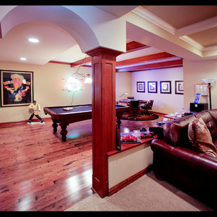 This is an example of a classic basement in Milwaukee with pink floors.