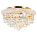 CWI Lighting - Empire 5 Light Flush Mount With Gold Finish - You can't deny the decorative presence of the Empire 5 Light Flush Mount lighting. This glam light in gold finish features an 18 inch diameter and a glittering silhouette covered in different sized clear crystals. It's an ideal lighting option for infusing a bit of luxury and drama in a pint-size apartment or a low-ceiling living room.  Feel confident with your purchase and rest assured. This fixture comes with a one year warranty against manufacturers defects to give you peace of mind that your product will be in perfect condition.