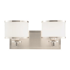 Basking Ridge 2-Light Bath and Vanity With Glass Shade, Satin Nickel