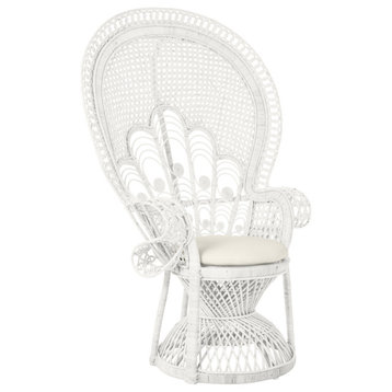 Lady Peacock Rattan Chair, White