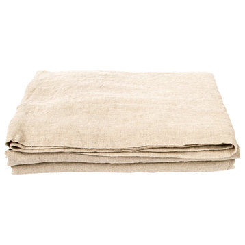 Linen Stone Washed Flat Sheet, Natural, Twin