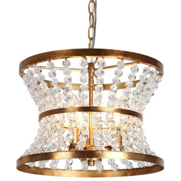 LNC Modern/Contemporary Gold 3-Light Drum Crystal Chandeliers