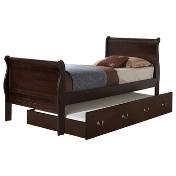 Louis Philippe Cappuccino Twin Trundle Bed With Trundle