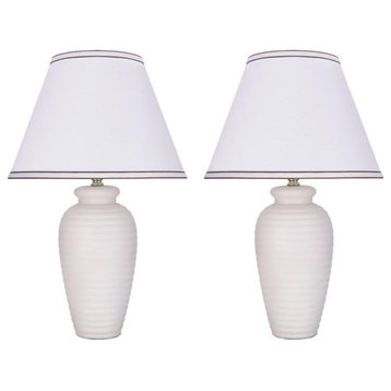 Aspen Creative 40210-12, Two Pack, 22" High Ceramic Table Lamp, Off White
