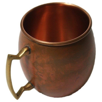 Antique Copper Barrel Shaped Copper Mug, 16 oz
