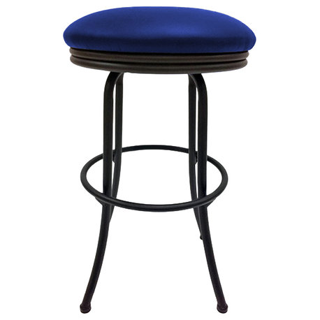 Peyton Blue 30inch Bar Height Black Frame Swivel Bar Stool