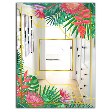 Designart Efflorescent Gold Pink 12 Cabin And Lodge Vanity Mirror, 28x40