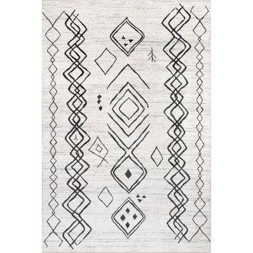 nuLOOM Janelle Machine Washable Transitional Moroccan Area Rug, Gray 6' 7"x9'