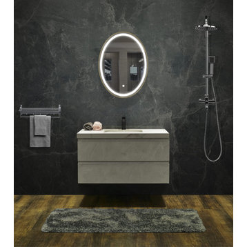 24" x 31.5" LED Lighted Oval Bath Vanity Mirror, Gold, 24" X 31.5"