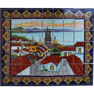 # 42  Mexican Talavera Mosaic Mural Tile Handmade Virgen Guadalupe 35 Pieces 