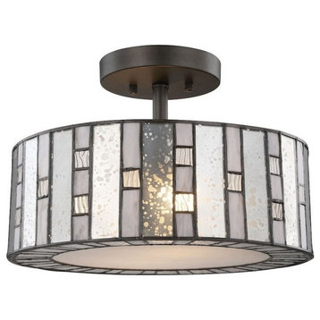 2 Light Semi-Flush Mount in Transitional Style - 10 Inches tall and 14 inches
