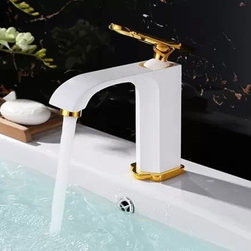 Alea Brass White and Gold Bathroom Sink Faucet - Bathroom Sink Faucets