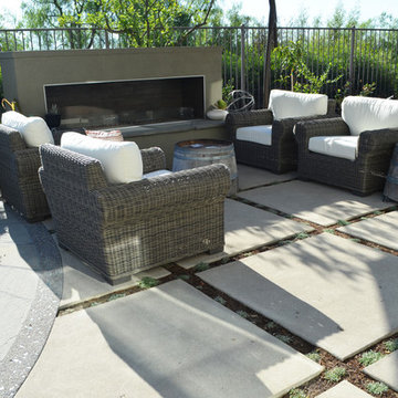 Fireplace conversation area with rustic accents