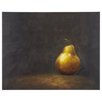 Lonely Pear - Hand Embelished Textured Art Giclee Print Wrapped on Canvas