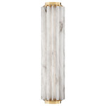 Hudson Valley Lighting - Hillside Large Wall Sconce Aged Brass Finish - Individual fins of Spanish alabaster flow in and out of a metal backplate giving this stunning sconce a wavelike feel. An opal matte glass tube at the center holds an LED Bulbs (Not Included) that fills the white alabaster diffuser with a soft, soothing light. This sconce comes in two sizes and the backplate is available in three finishes: Aged Brass, Old Bronze and Polished Nickel.