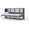 Contempo Horizontal Wall Bed, European Twin Size with a cabinet on top, Grey