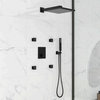Thermostatic Shower System Black Shower Head with 4 Body Jets and Hand Shower, 12 Inches