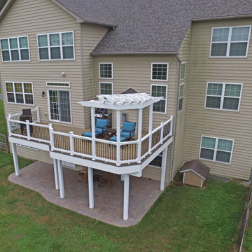 Custom TimberTech Tigerwood Deck with Pergola and Patio in Union Bridge MD