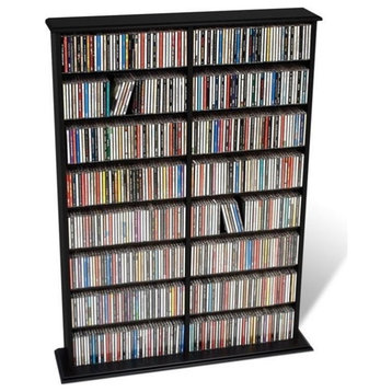 Bowery Hill 51" Double CD DVD Wall Media Storage Rack in Black