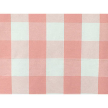 Peach And Ivory Gingham Checks Cotton Fabric By The Yard, Shower Curtain Fabric