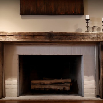 Wood Beam fireplace Mantels with Wooden Legs
