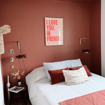 Chambre avec arche en guise de tête de lit  - Teinte TERRE du nuancier peintures