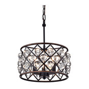 Azha 3-Light Oil Rubbed Bronze Drum Pendant Chandelier With Crystal Spheres