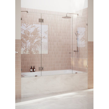 58.25"x70.75" Frameless 3 Panel Inline Bathtub Shower Door, Polished Chrome