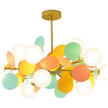 Multicolored Flower-Branch Shaped Chandelier, Multicolored, 12 Balls, Cool Light