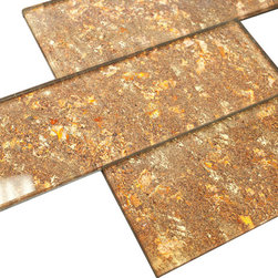 4x12 Glossy Light Brown Sky Subway Glass Mosaic Tiles - Home Accessories & Decor