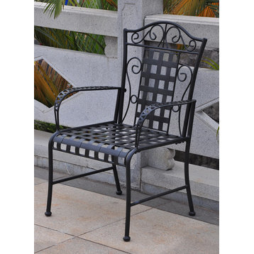 Mandalay Iron Lattice Lawn Chairs, Set of 2, Antique Black