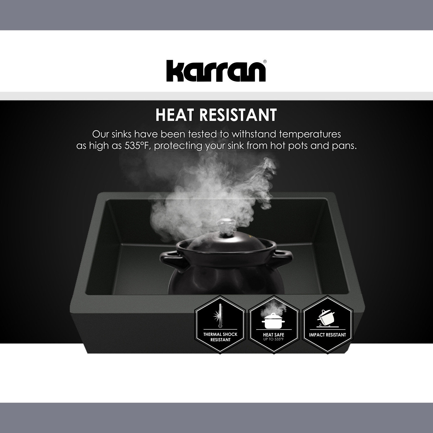Karran Drop-In Quartz 33" 1-Hole Single Bowl Kitchen Sink, Grey