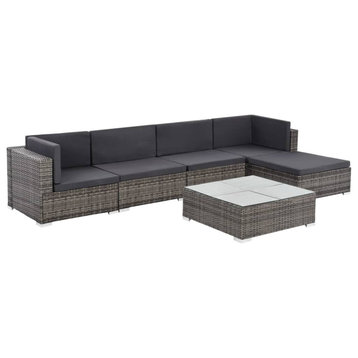 vidaXLPatio Sofa Set Sectional Sofa Outdoor Furniture 6 Piece Poly Rattan Gray