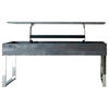 Baines Lift Top Storage Coffee Table Dark Charcoal and Chrome