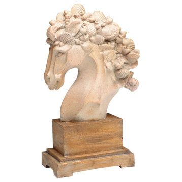 Horse Head With Sea Shell Mane Statue