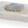 Chiseled Mango Wood & Bone Decorative Box With Agate Stone