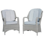 Moda furnishings - 2-Piece Patio Grey Wicker Arm Chair with Cushion - Details: