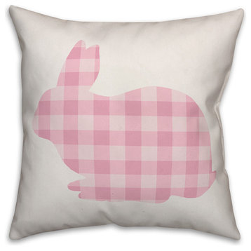 Pink Buffalo Check Bunny Silhouette 18x18 Throw Pillow