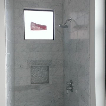 Master Bathroom - 6" x 18" Carrera Marble Showers / Vanity Walls