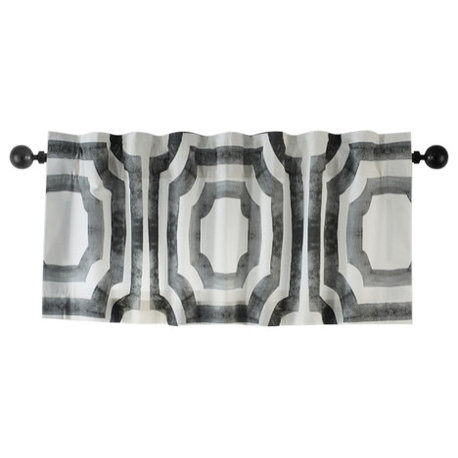 Mecca Steel Printed Cotton Window Valance Single Panel, 50W x 19L