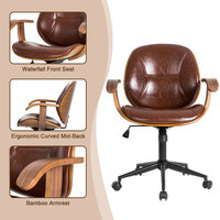 38"H Russet PU Leather Adjustable Swivel Desk Chair/Task Chair
