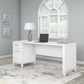 Somerset 72W Office Desk with Drawers, White