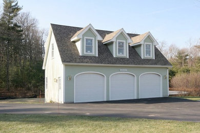 Carport - large traditional detached three-car carport idea in Boston