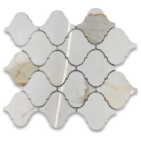 Calacatta Gold Calcutta Marble Arabesque Lantern Baroque Tile Polished, 1 sheet