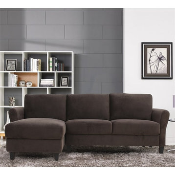 LifeStyle Solutions Wentworth Sectional sofa in Brown Microfiber
